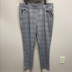 Maze Collection Black and White Plaid Pull On Stretch Skinny Ankle Pants 3X